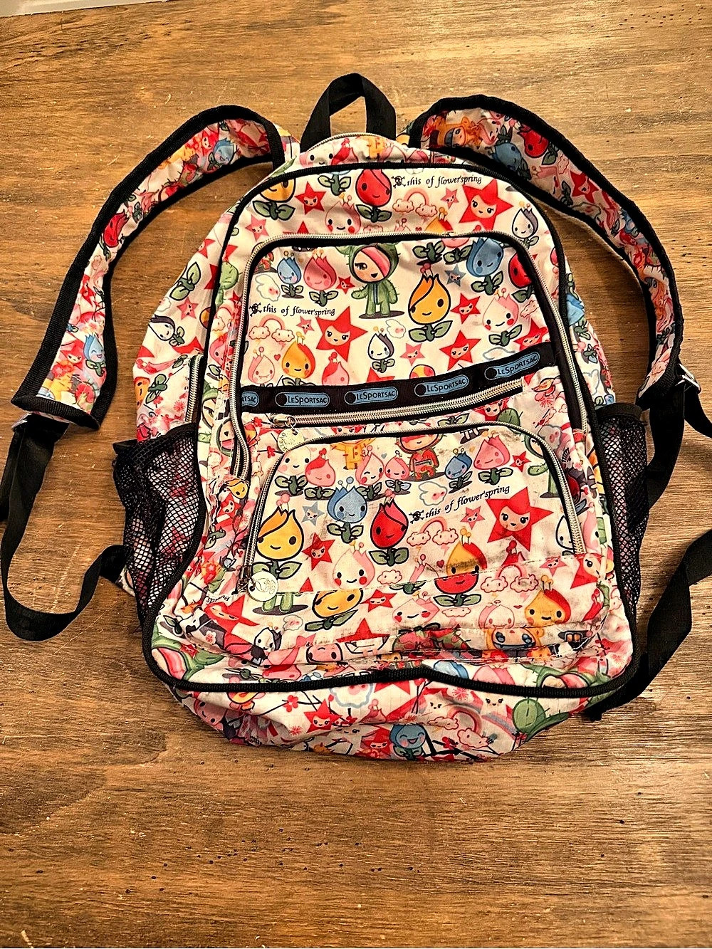 LeSportsac Spring Flowers Backpack Pink & Black JUNK